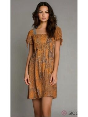 Adolfo Dominguez Floral Dress S 36 Empire Waist Babydoll Dark Romantic Fall Boho